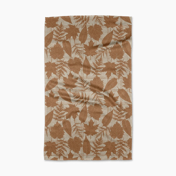 Autumnal Leaves Gold Tea Towel