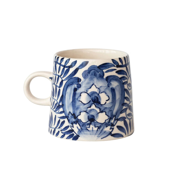 Blue Hand-Painted Stoneware Mug