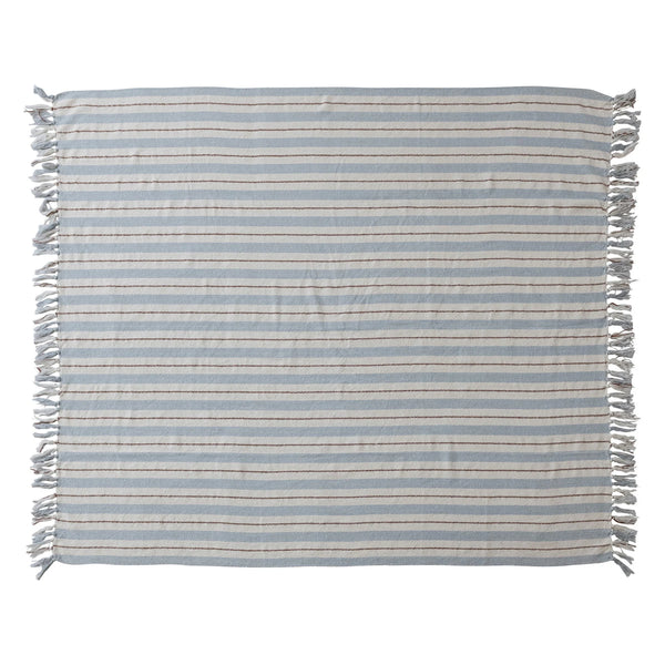 Blue Stripe & Fringe Throw