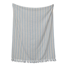 Load image into Gallery viewer, Blue Stripe &amp; Fringe Throw