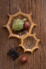 Carved Mango Wood Halloween Spider Web Bowls