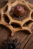 Carved Mango Wood Halloween Spider Web Bowls