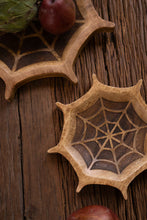 Load image into Gallery viewer, Carved Mango Wood Halloween Spider Web Bowls