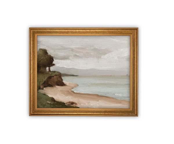 Cliffside Stillness Vintage Framed Canvas Art