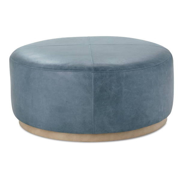 Custom Leather Circle Ottoman - 36