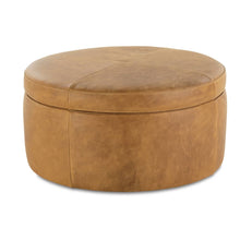 Load image into Gallery viewer, Cyrus 36" Round Leather Storage Ottoman