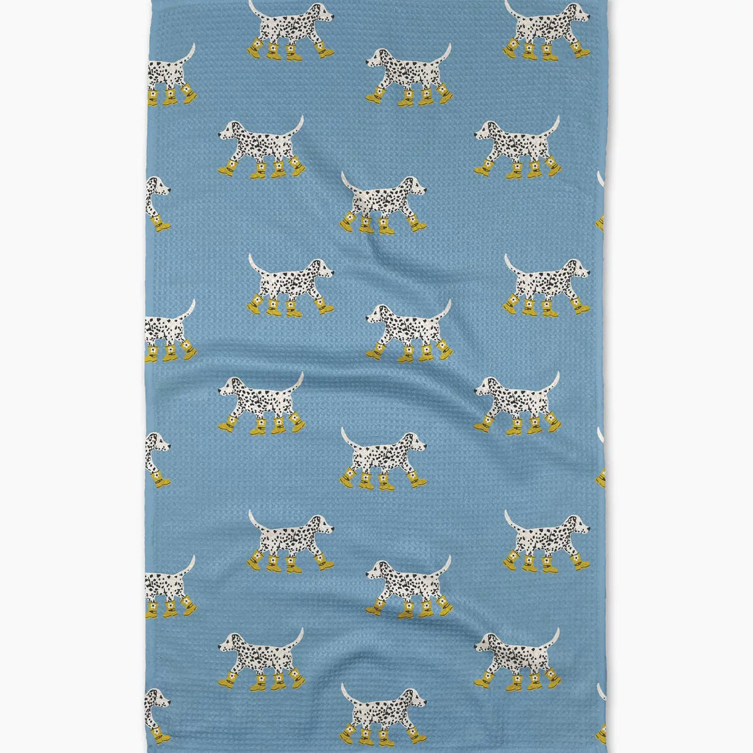 Dalmatian in Boots Blue Tea Towel