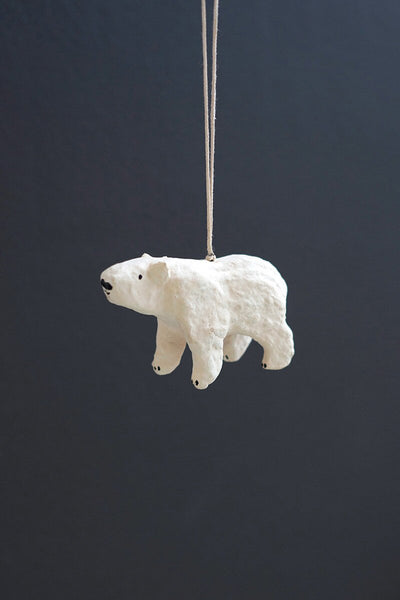 Paper Mache Bear Christmas Ornament