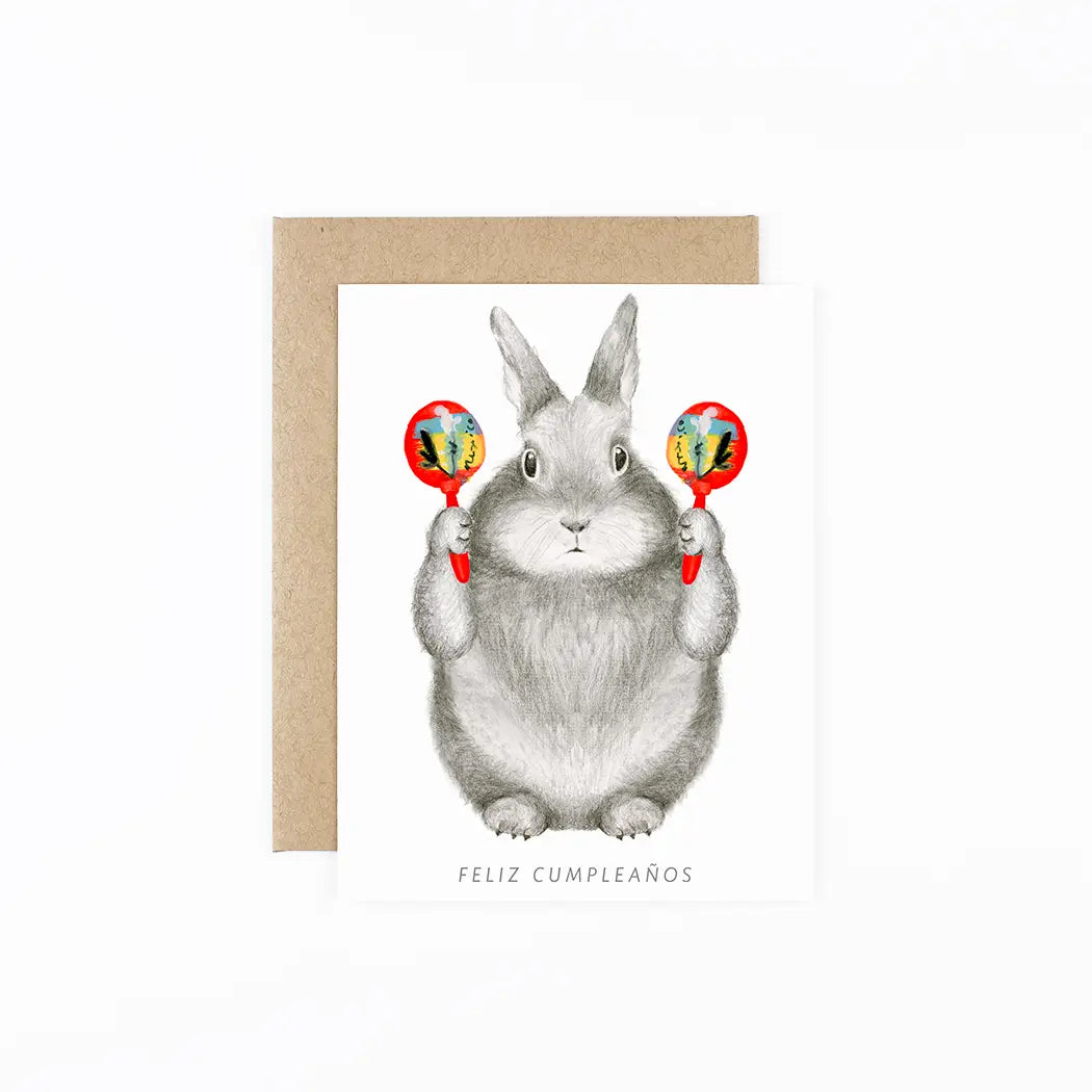 Birthday Bunny with Maracas Card