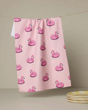 Load image into Gallery viewer, Flamingo Floatie Tea Towel
