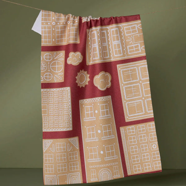 Gingerbread City Tea Towel