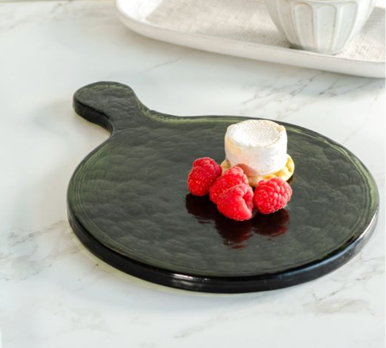 Green Round Glass Cheese Board