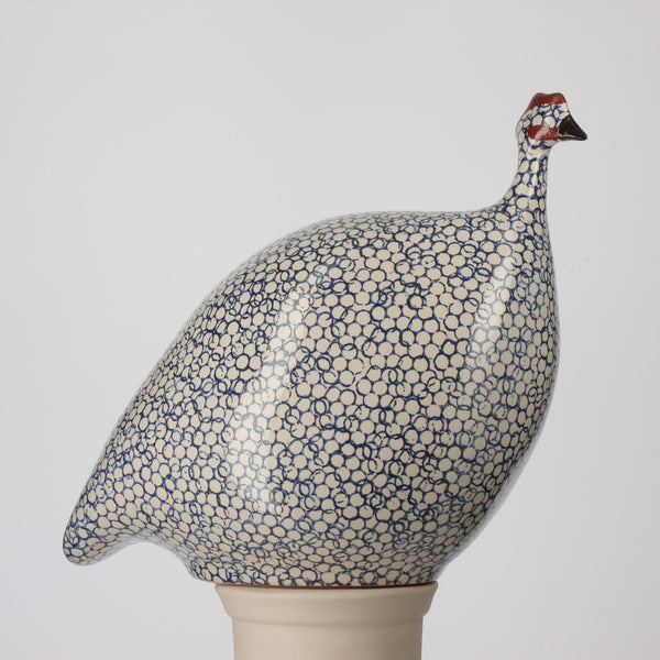 Guinea Fowl White Speckled Cobalt - Clara