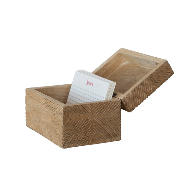 Hand-Carved Mango Wood Recipe Box