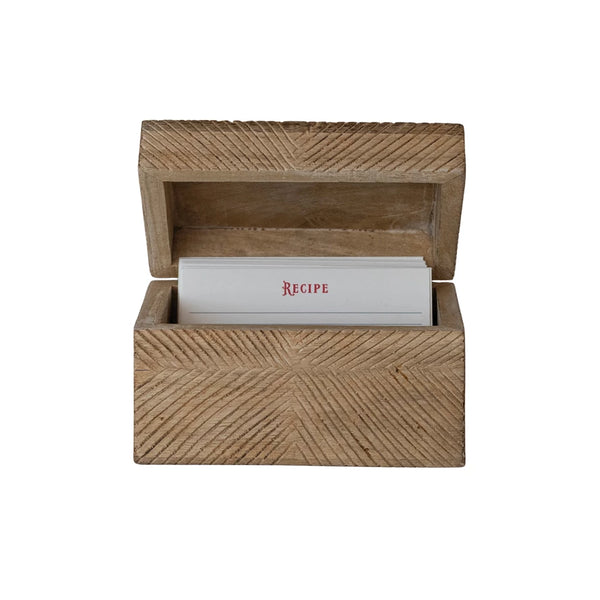Hand-Carved Mango Wood Recipe Box