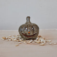 Load image into Gallery viewer, Stoneware Jack-O-Lantern Tealight Holder