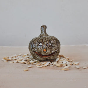 Stoneware Jack-O-Lantern Tealight Holder