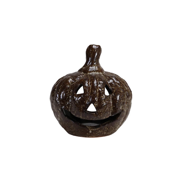 Stoneware Jack-O-Lantern Tealight Holder