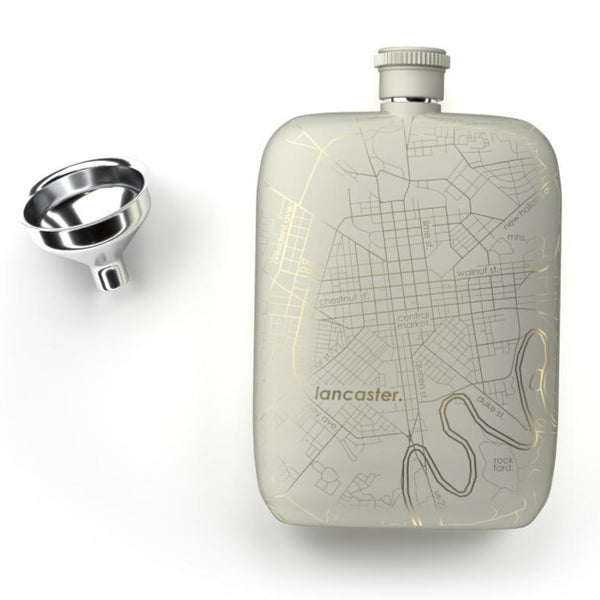Lancaster Map Pocket Flask