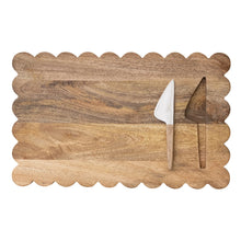 Load image into Gallery viewer, Mango Wood Scalloped Serving Board with Cheese Knife