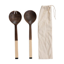 Load image into Gallery viewer, Mango and Pine Wood Salad Servers