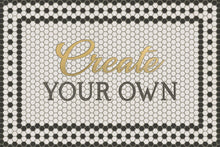 Load image into Gallery viewer, Mosaic Customized Vinyl Floorcloth- White with Gold Script