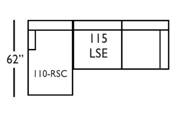 Oslo 92" Sofa with Right-Seated Chaise - 110/115