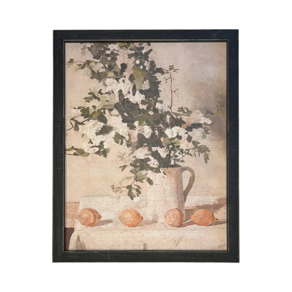 Pitcher of Flowers Vintage Framed Canvas Art
