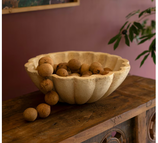Faux Travertine Ruffled Bowl