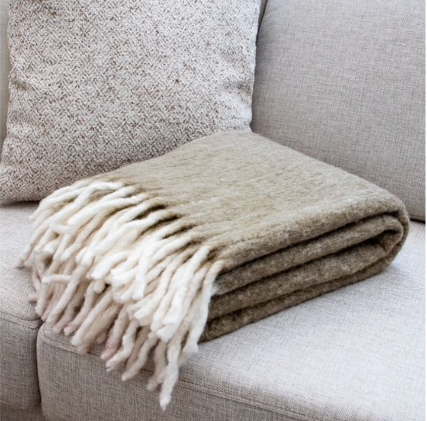 Brown Wool Blend Throw