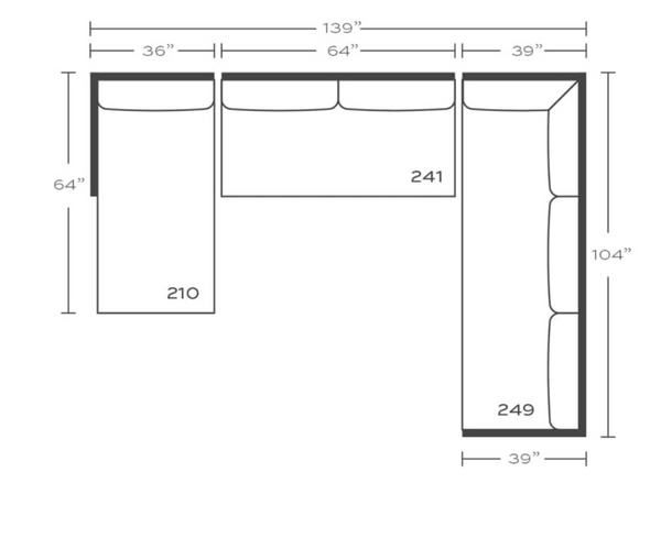 Everleigh Sectional - with Chaise, P608-(210,241,249)