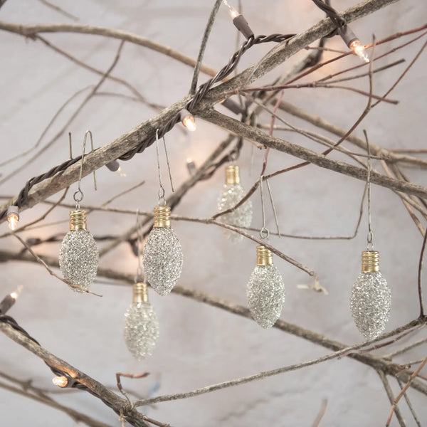 Silver Glass Glitter Bulbs Ornament