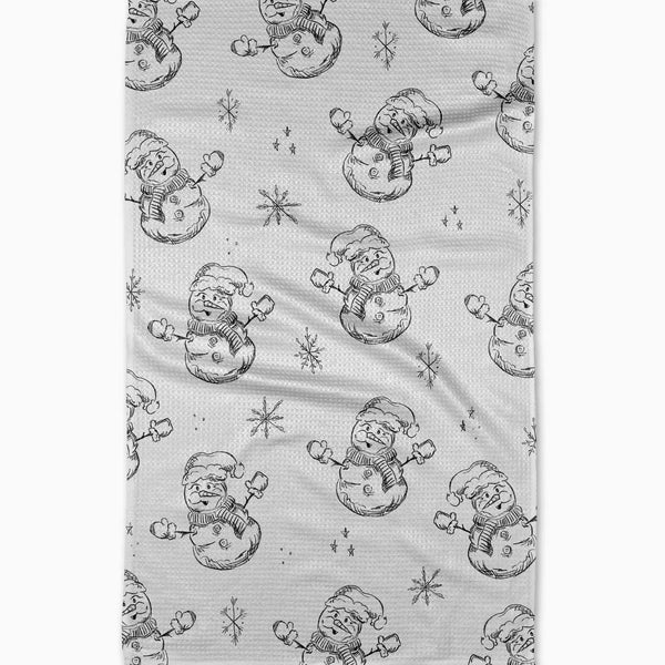 Snowmen Charcoal Tea Towel