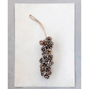 Snowy Pinecone Cluster with Jute Hanger