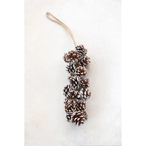 Snowy Pinecone Cluster with Jute Hanger