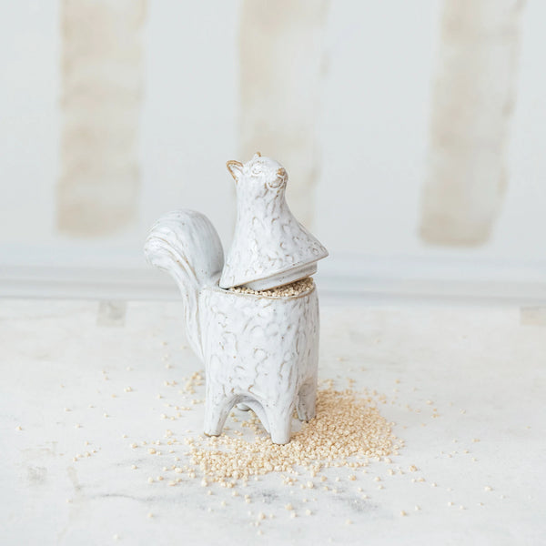 Stoneware Squirrel Shaped Jar