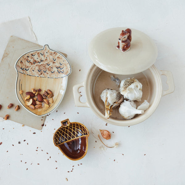 Stoneware Acorn Dish