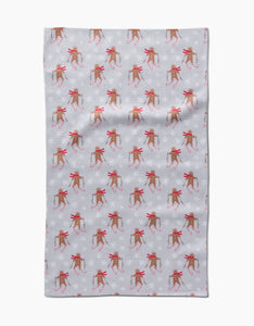 Gingerbread Skiers Tea Towel