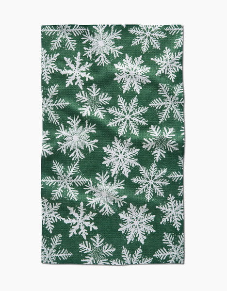 Snowy Days Green Tea Towel