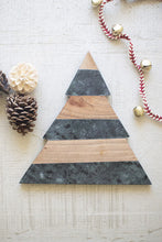 Load image into Gallery viewer, Green Marble and Acacia Wood Christmas Tree Cutting Board