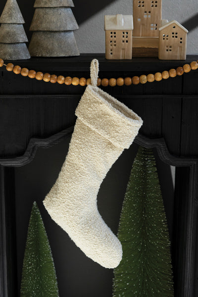 White Boucle Stocking