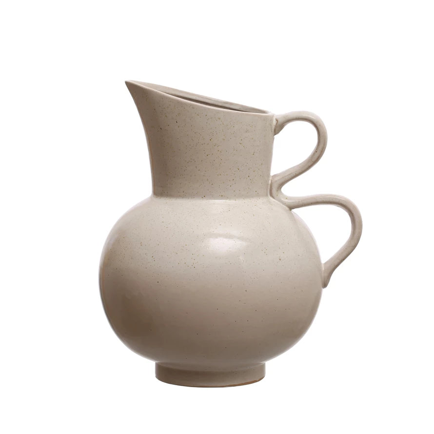 White Glazed Stoneware Pitcher