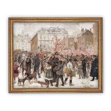 Load image into Gallery viewer, Winter Village Vintage Framed Canvas Art