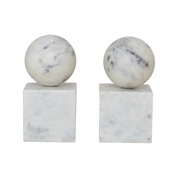 Marble Geometric Bookends