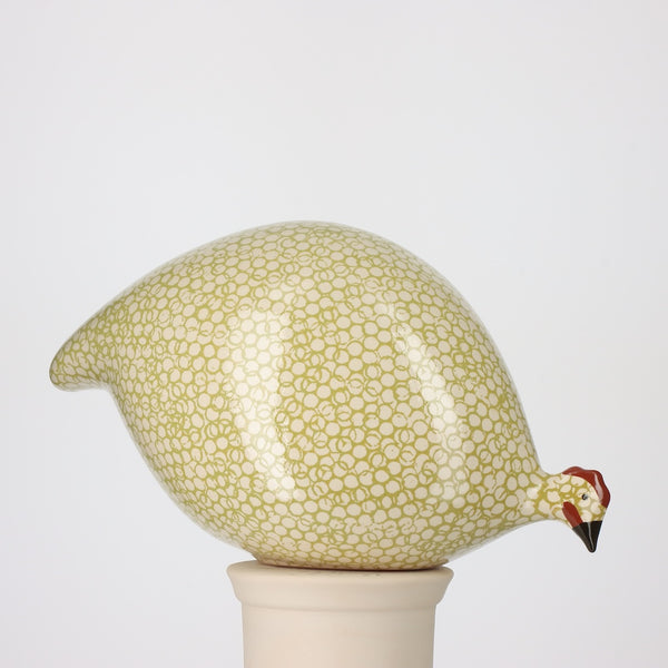 Guinea Fowl White Speckled Green Leaf - Colette