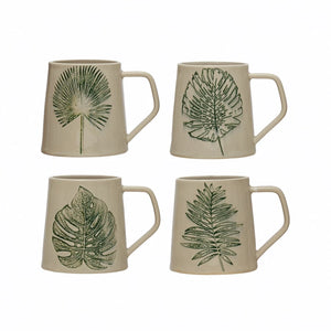 Debossed Leaf Stoneware Mug