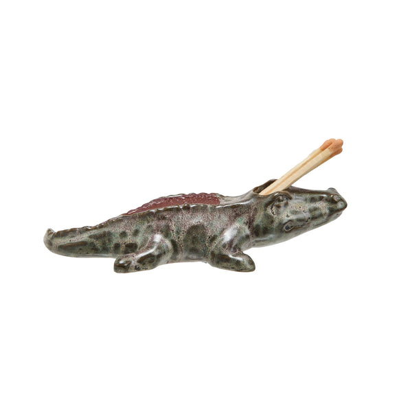 Stoneware Alligator Match Holder