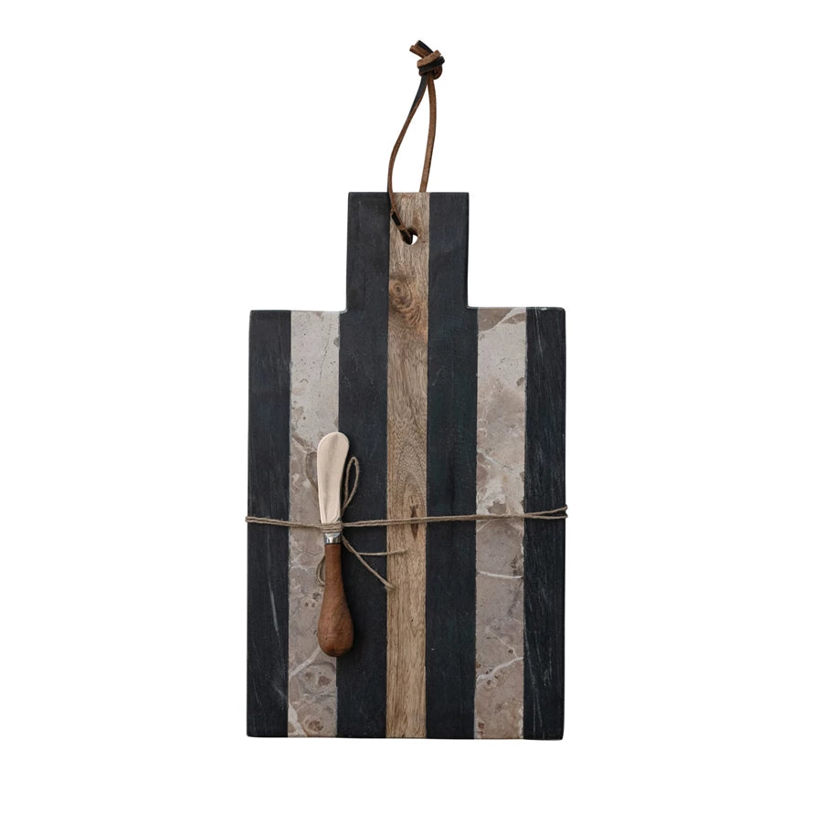 Marble Serving Board with Canape Knife