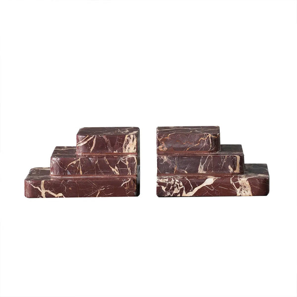 Rosso Levanto Art Deco Bookends