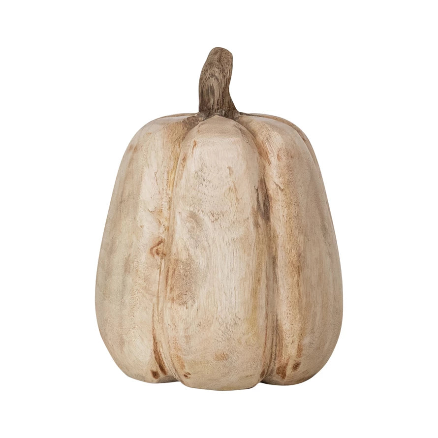 Carved Mango Wood Pumpkin